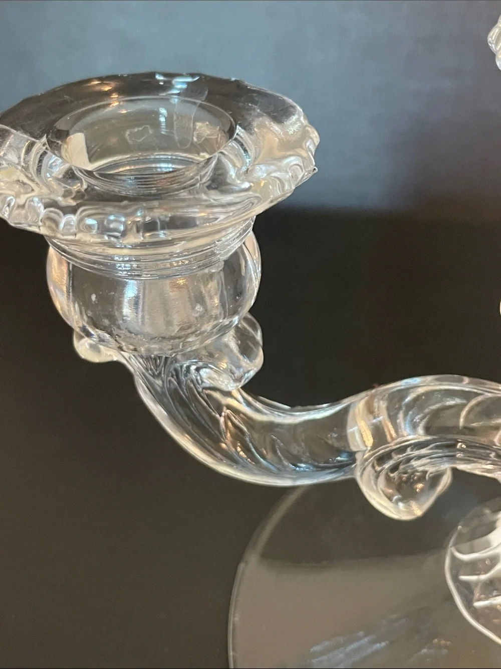 Vintage Cambridge 3 Light Candle Holder Taper Candle Clear Pressed Glass